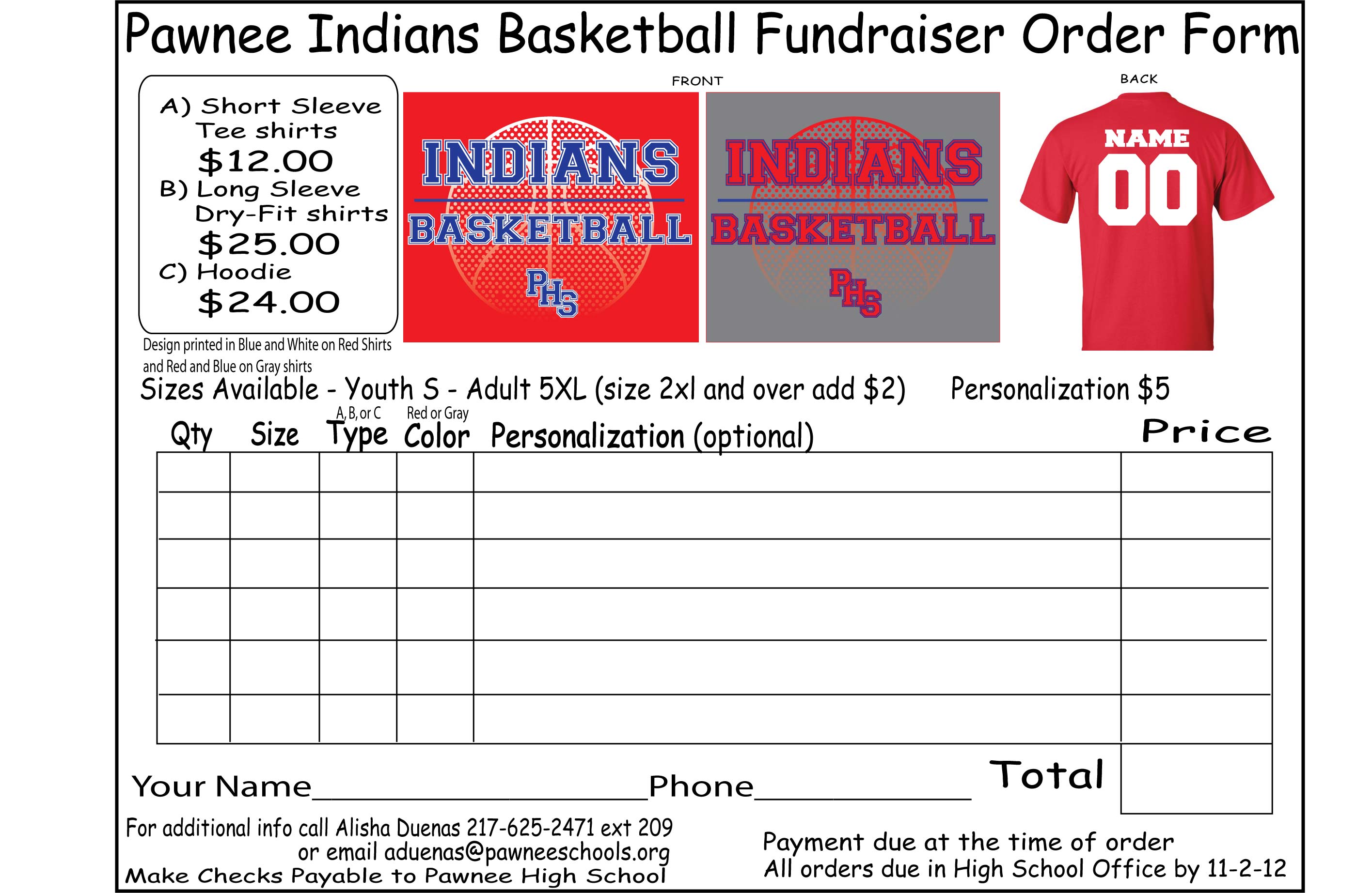 T-shirt order form